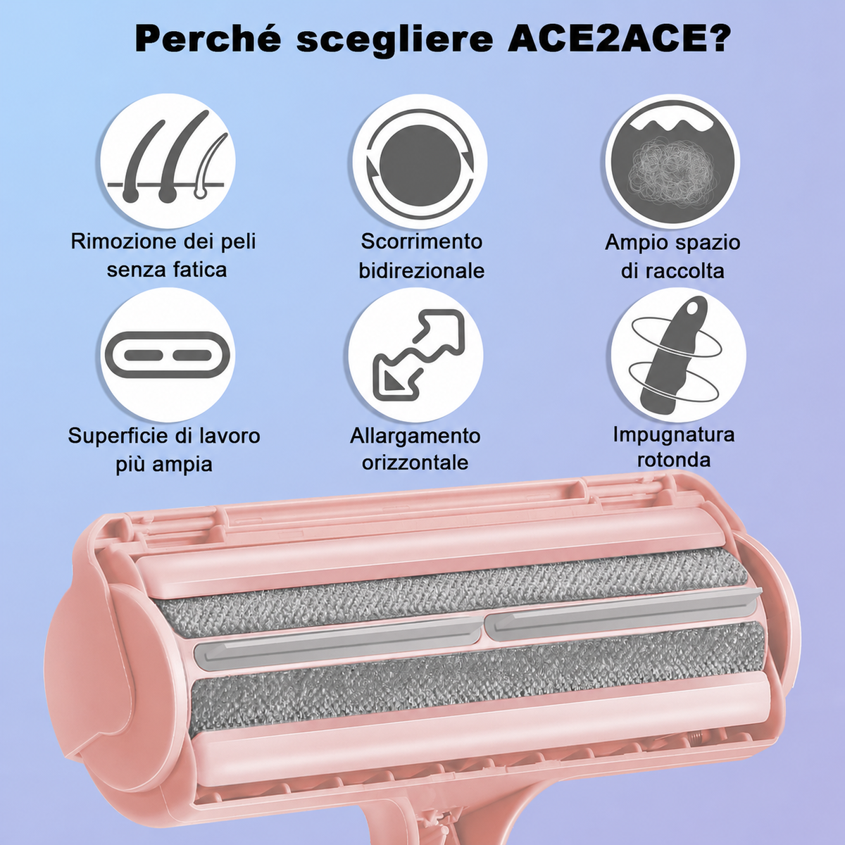 🇮🇹 Spazzola Rimuovi Peli per Animali ACE2ACE